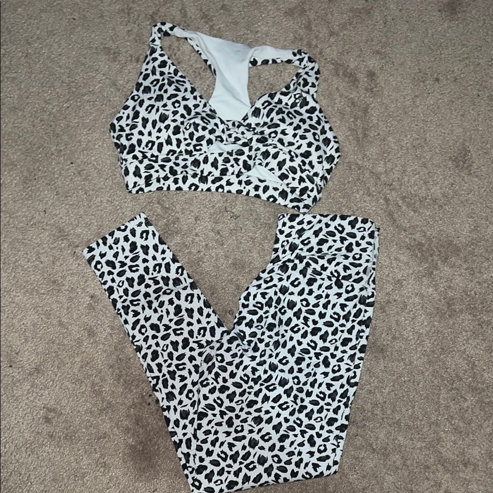 Women's Black and White Leopard Print Intimate Set